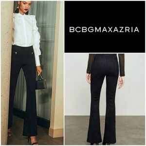 NEW! BCBGMAXAZRIA Black Faux Suede Bootcut Pants XS.